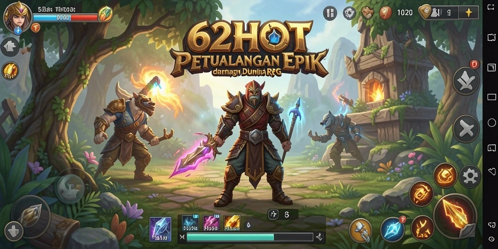 Screenshot gameplay 62HOT menampilkan aksi pertempuran RPG yang intens.
