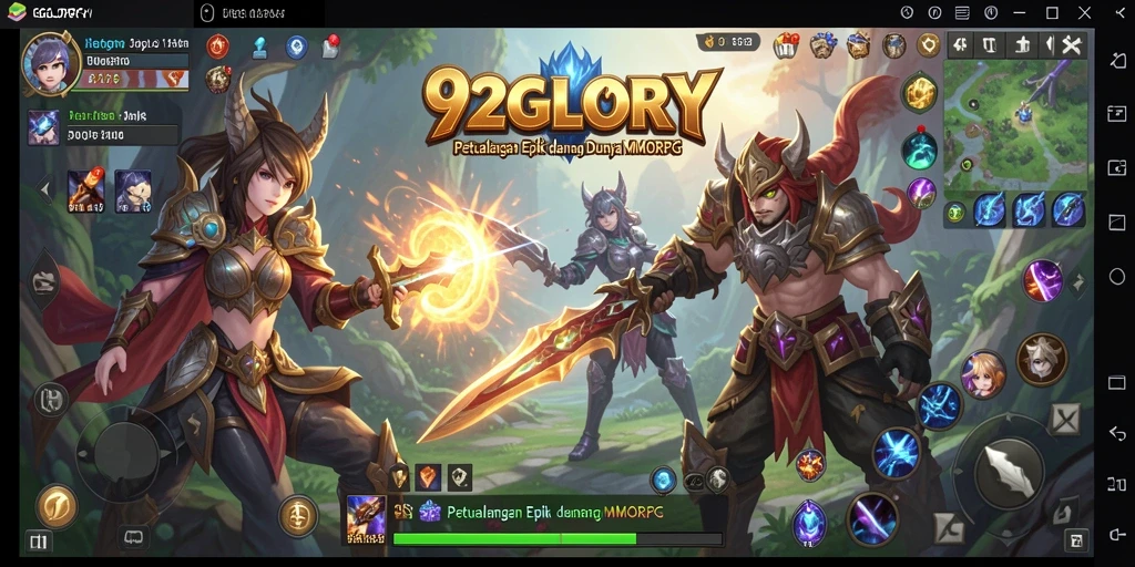Screenshot gameplay 92GLORY yang menampilkan pertarungan seru dan karakter unik.