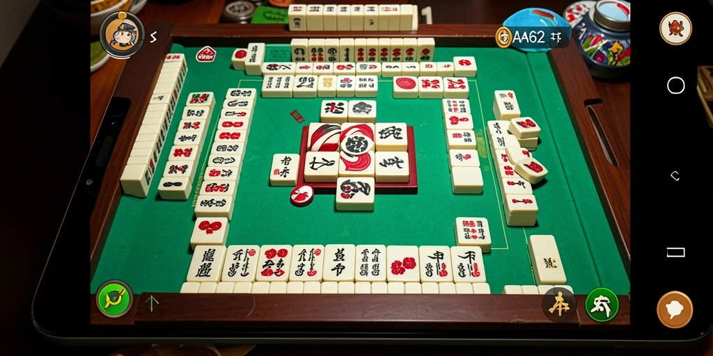 Tangkapan layar gameplay AA62 menampilkan aksi seru permainan Mahjong.
