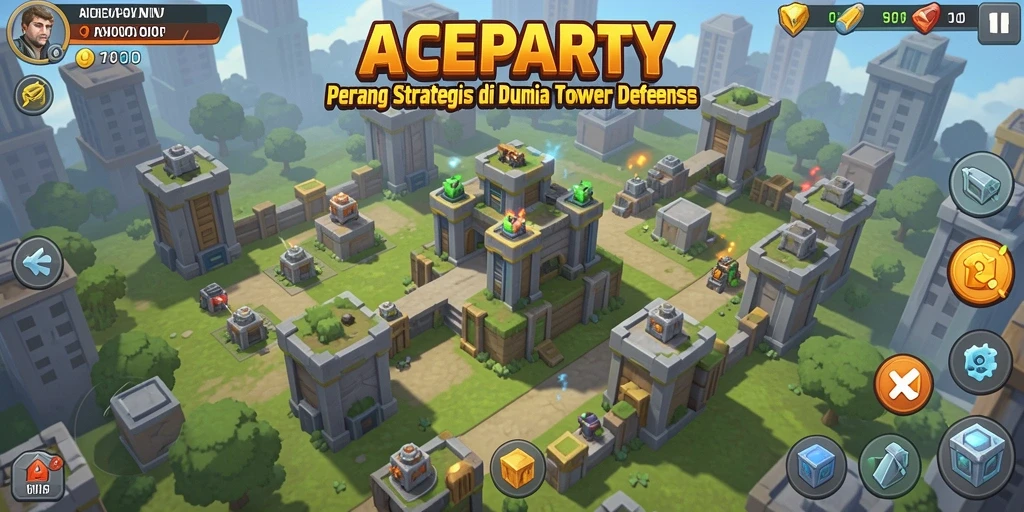Tangkapan layar permainan menunjukkan aksi strategi Tower Defense yang intens.