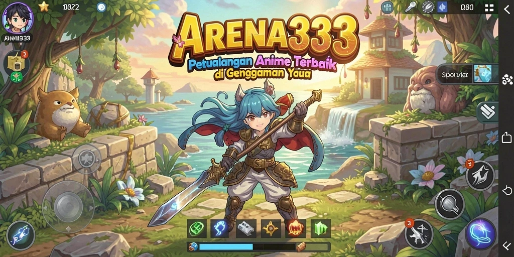 Tampilan gameplay dari ARENA333 yang menampilkan aksi seru dan karakter Anime.