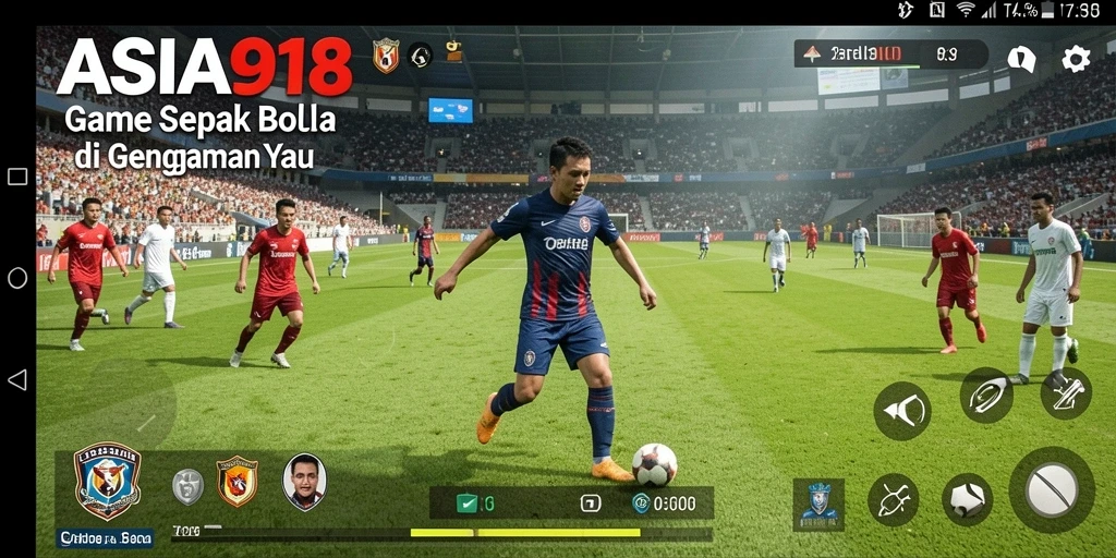Tampilan gameplay ASIA918 dengan aksi seru di lapangan sepak bola.