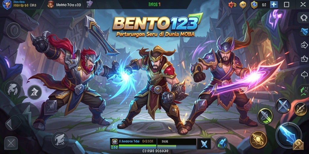 Gameplay BENTO123 yang mendebarkan di arena pertempuran MOBA.