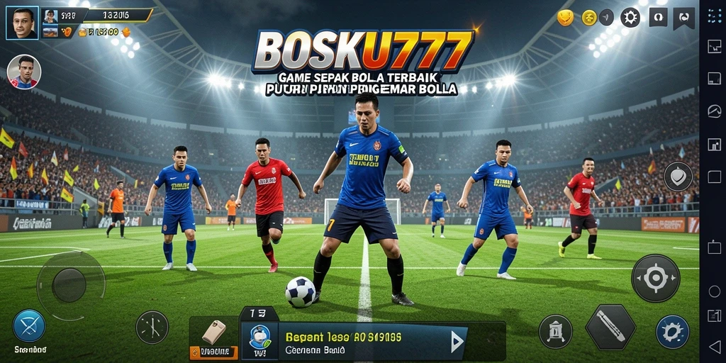 Tampilan gameplay realistik dan mendebarkan dari game sepak bola.