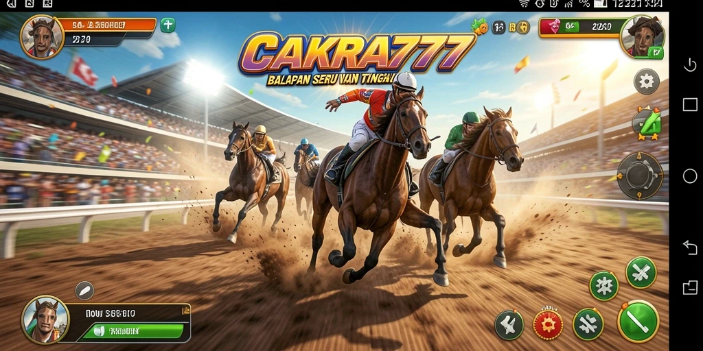 Tampilan gameplay seru dan mendebarkan dalam CAKRA777 yang menampilkan balapan.