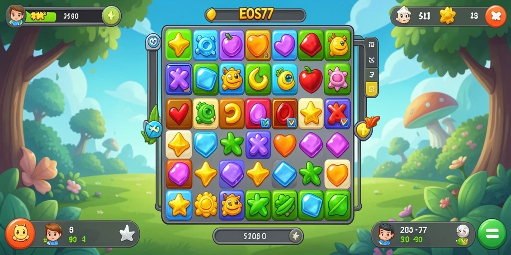 Tampilan gameplay EOS77 yang seru dan penuh warna.