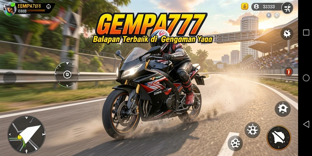 Screenshot menampilkan balapan motor yang mendebarkan di GEMPA777.