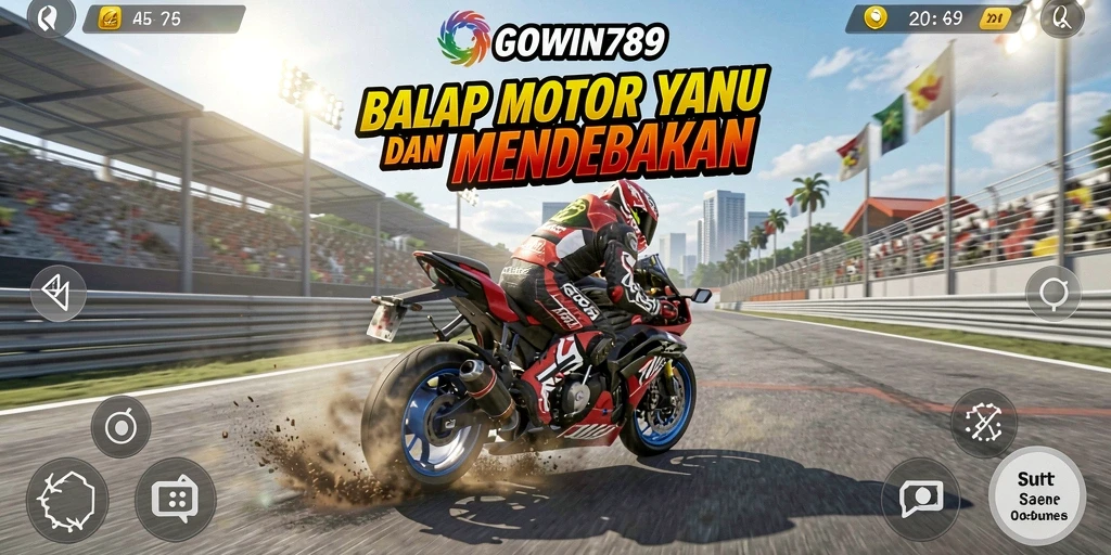 Tampilan gameplay GOWIN789 yang seru saat balapan motor.
