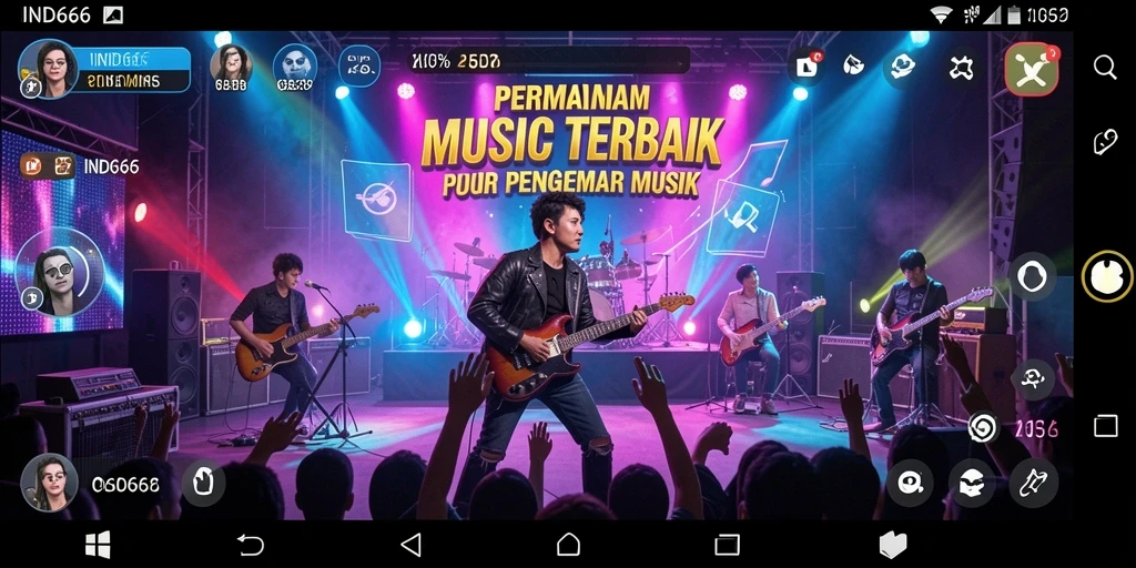 Screenshot utama IND666 menampilkan gameplay musik yang seru.