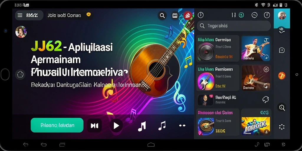 Tampilan gameplay JJ62 dengan lagu-lagu seru dan interaktif.