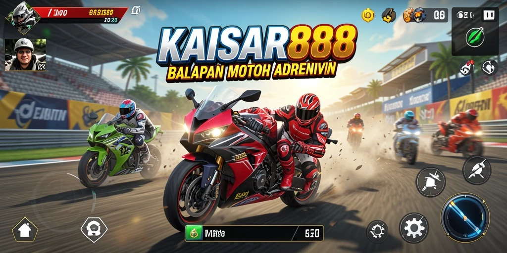 Tampilan balapan seru di KAISAR888 dengan aksi cepat.
