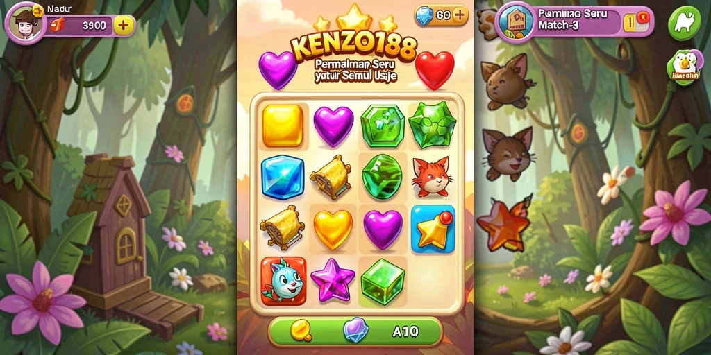 Screenshot menunjukkan gameplay KENZO188 yang penuh warna dan menyenangkan.
