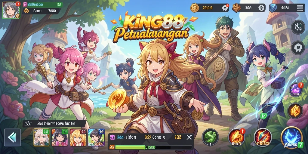 Tampilan gameplay KING88 dengan karakter Anime yang keren dan grafis yang menawan.