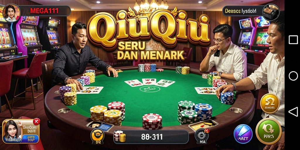 Tampilan menarik gameplay MEGA111 dalam permainan QiuQiu.