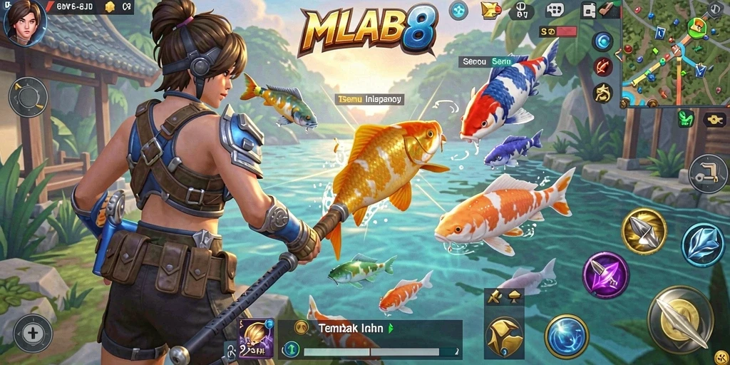 Tampilan gameplay seru dalam MLBB8 saat menembak ikan.