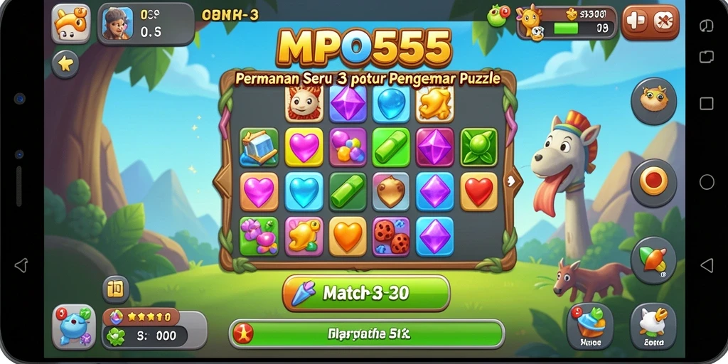Tampilan gameplay seru saat mencocokkan elemen di MPO555.