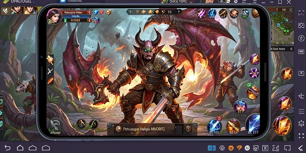 Screenshot gameplay OPALTOGEL menampilkan pertarungan seru di dunia MMORPG.