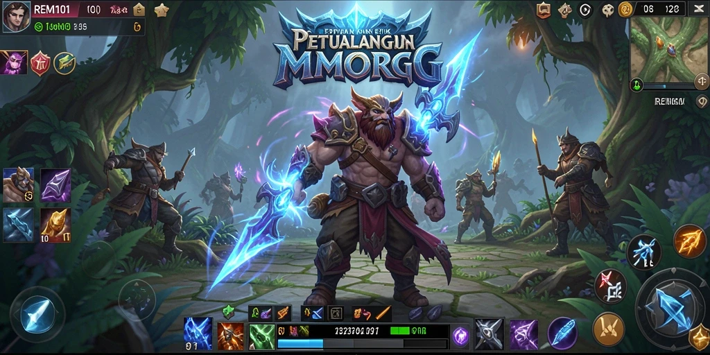 Tampilan gameplay epik dalam dunia MMORPG yang luas.