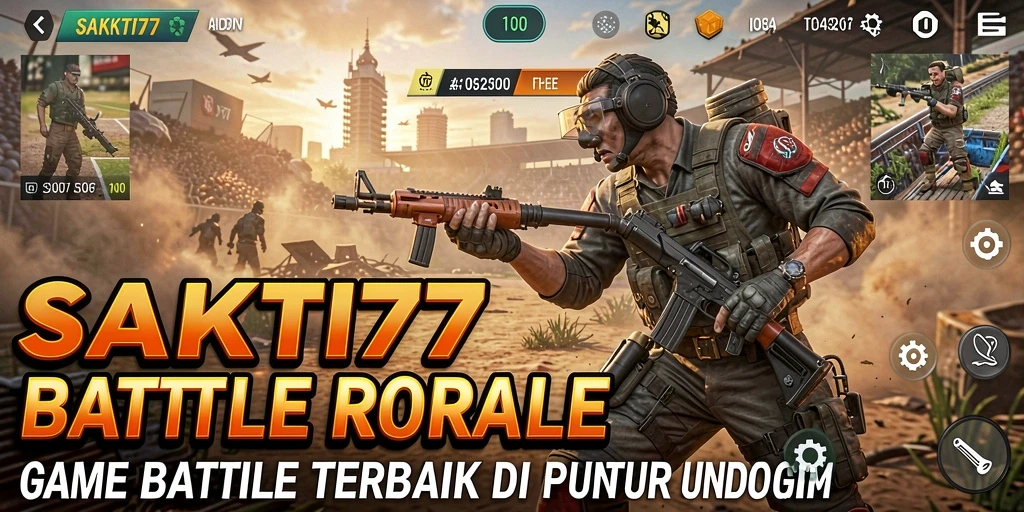 Screenshot gameplay SAKTI77 menampilkan adu senjata di medan perang yang intens.
