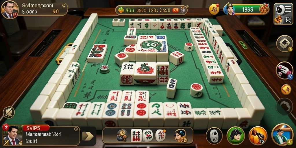 Screenshot gameplay SVIP5 menampilkan aksi seru permainan Mahjong.